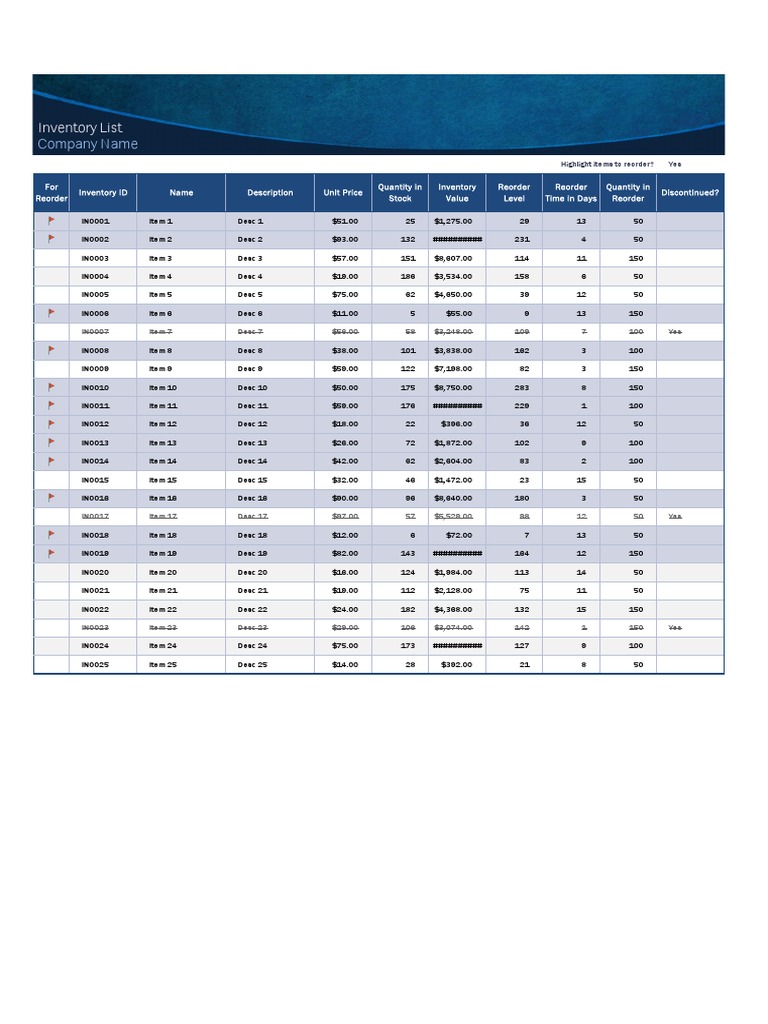 Inventory List With Highlighting1 | PDF | Inventory | Business Process