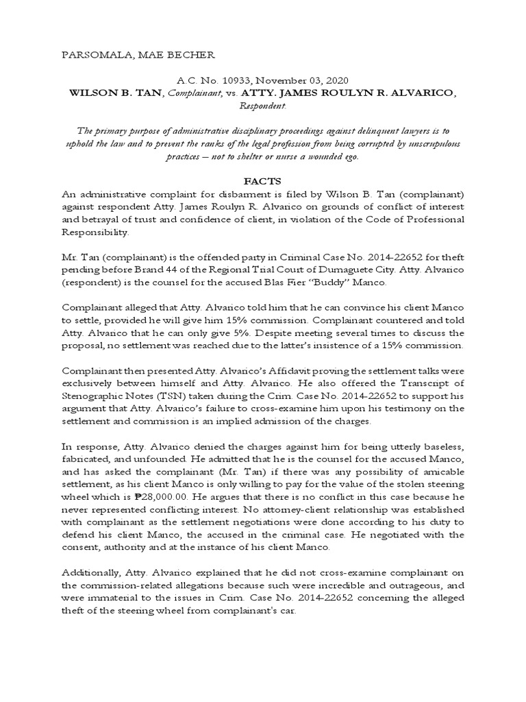 PARSOMALA Legal Ethics Quiz 2 Assignment PDF Settlement