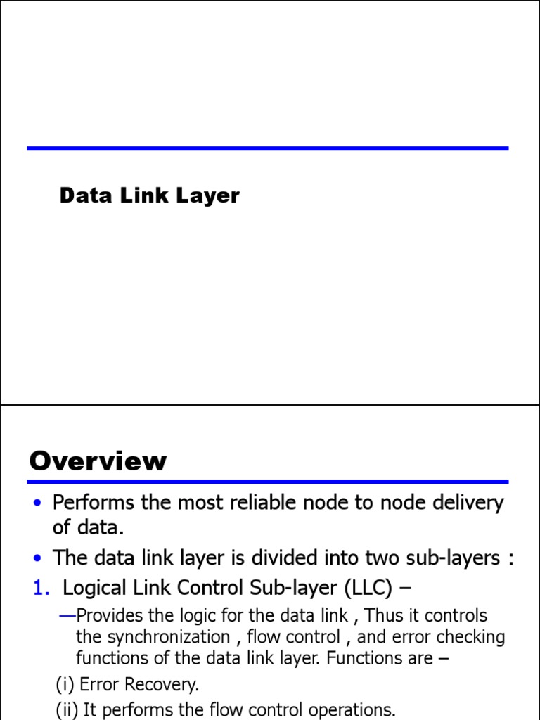 Data Link Layer Functions & Framing | PDF | Computer Network | Internet ...
