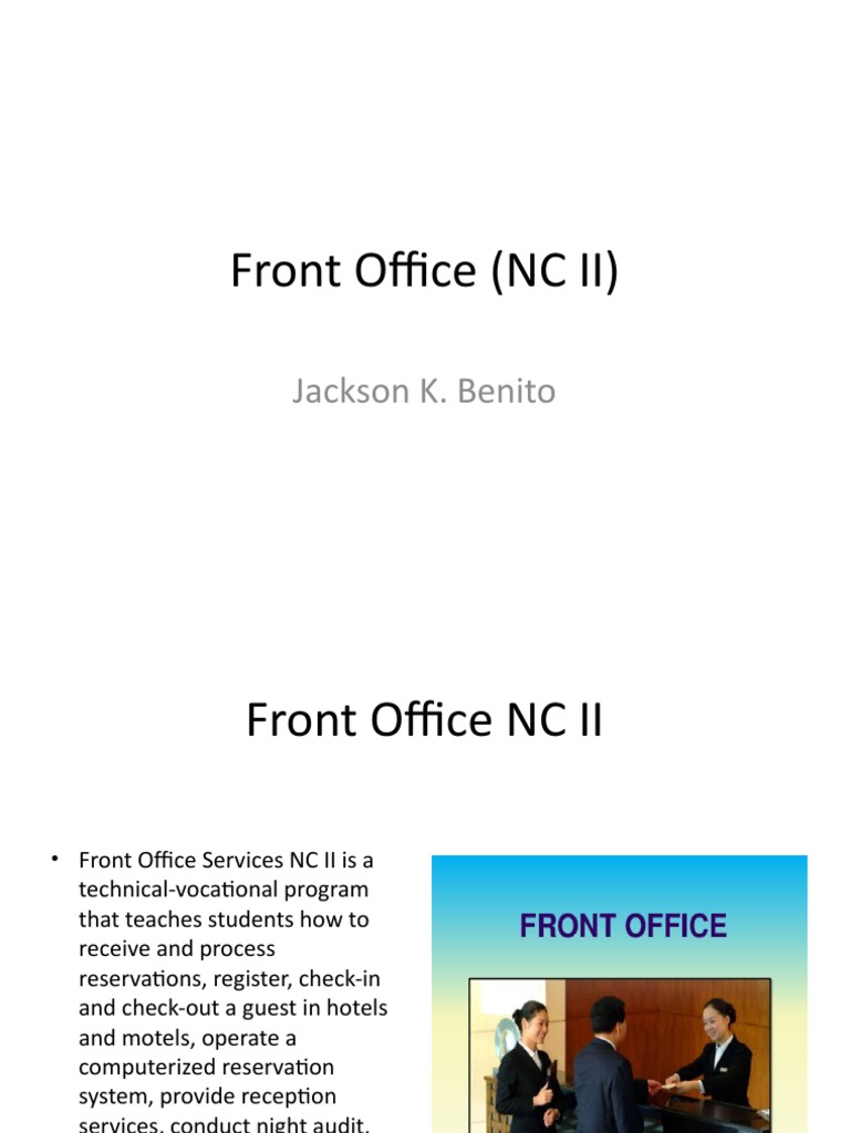 Front Office NC II PDF Point Of Sale Hotel