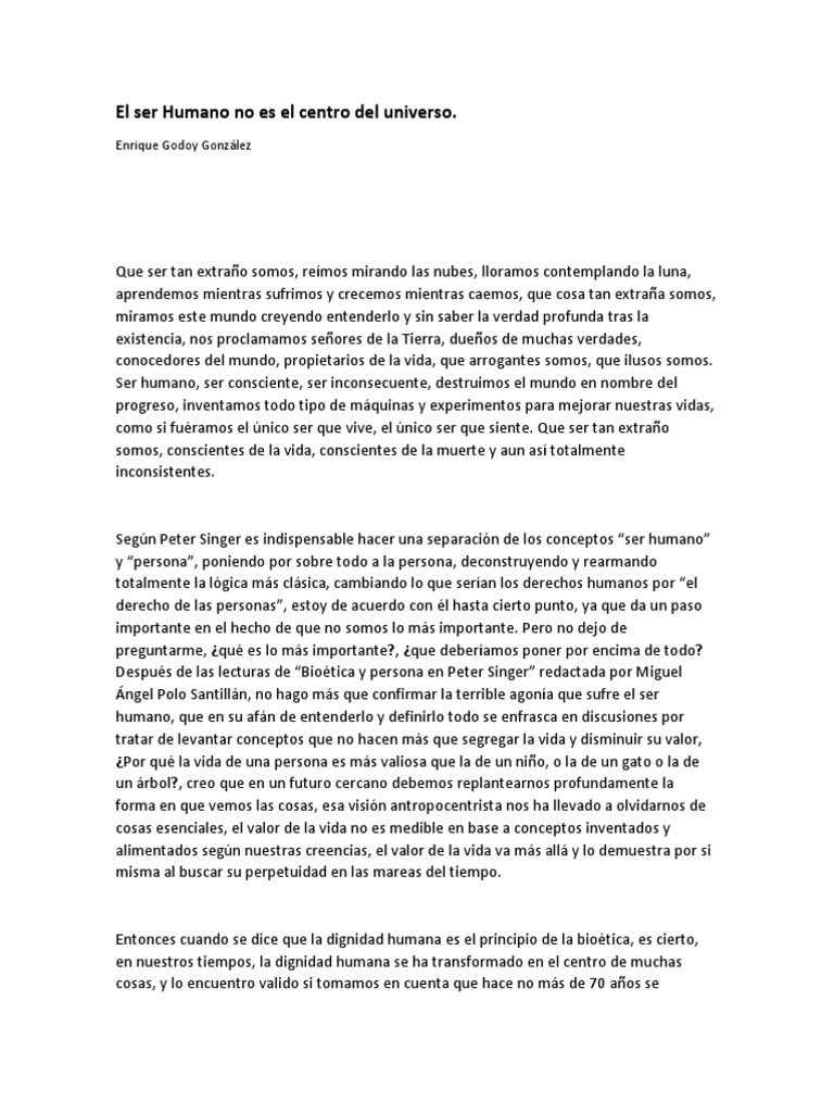 El ser humano y su lugar en el universo | PDF | Libertad | Amor