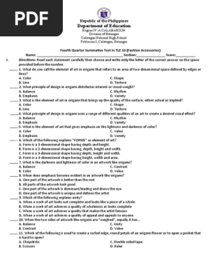 4th Quarter Summative Test- g10
