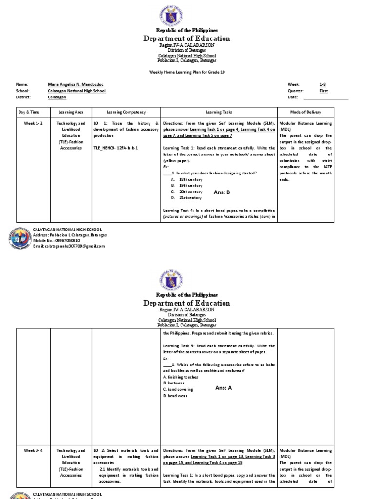 WHLP-1st Quarter | PDF