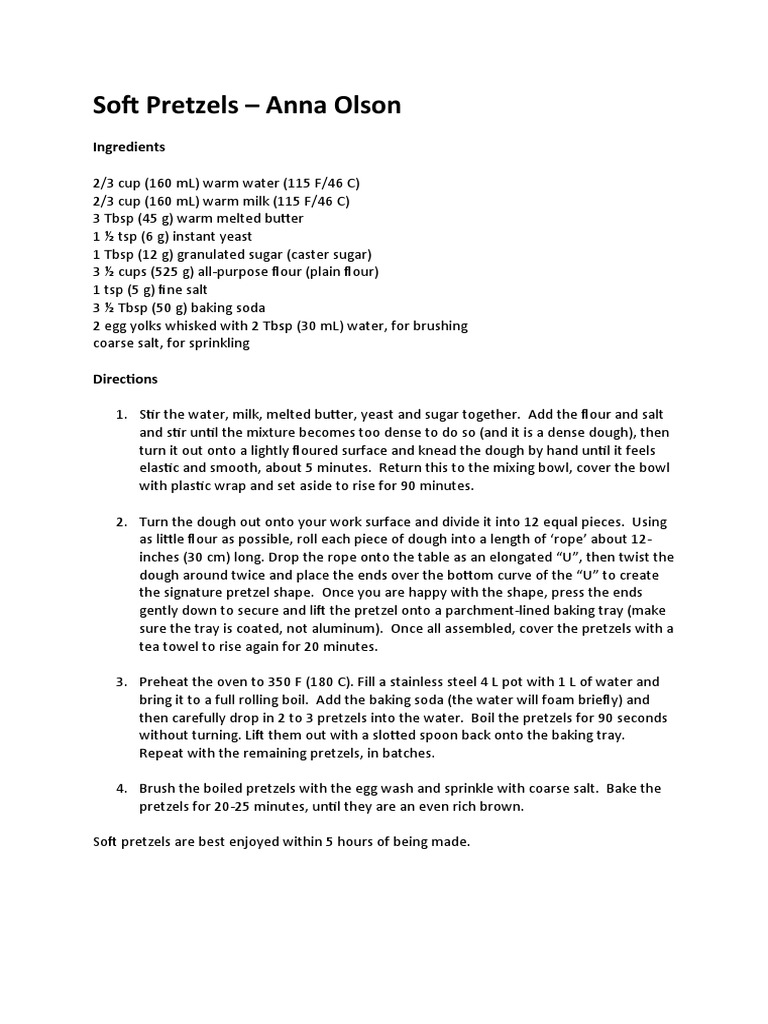 Soft Pretzels Anna Olson PDF
