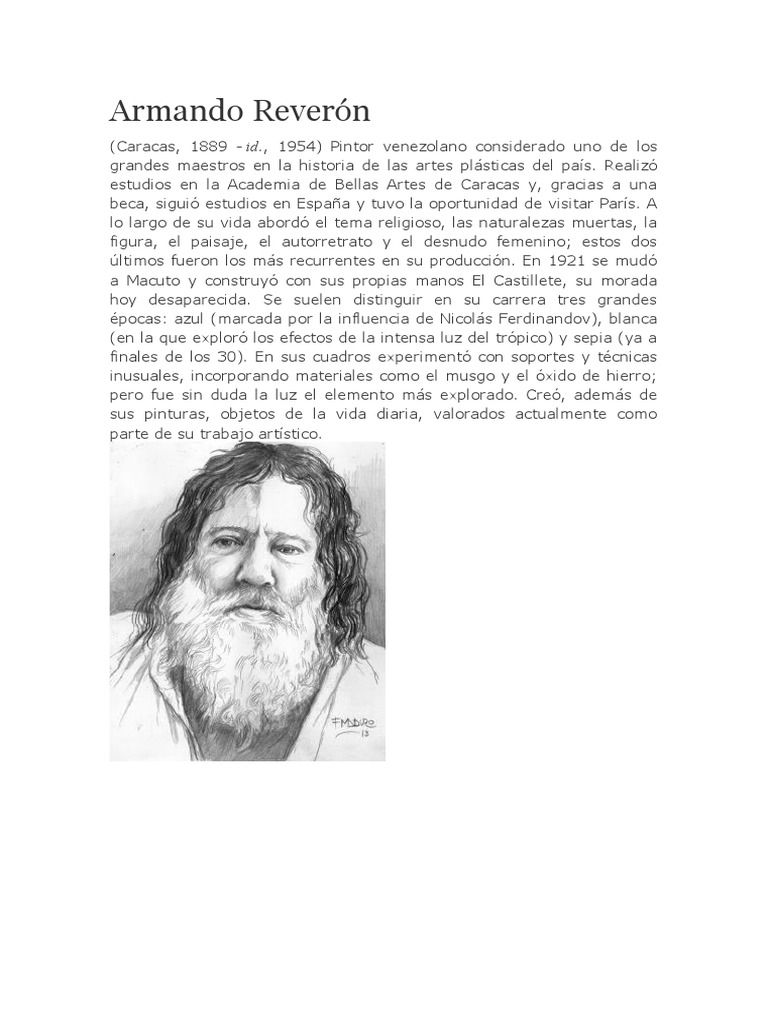 Armando Reverón | PDF | Venezuela | Las artes