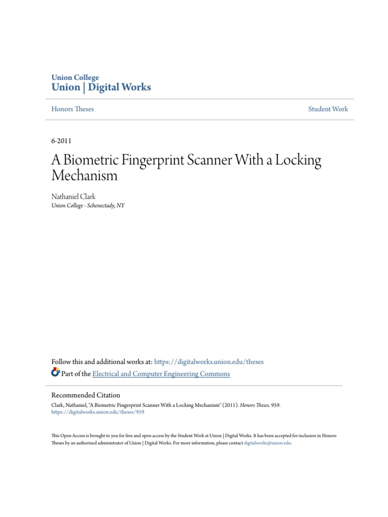 A Biometric Fingerprint Scanner With A Locking Mechanism | PDF ...