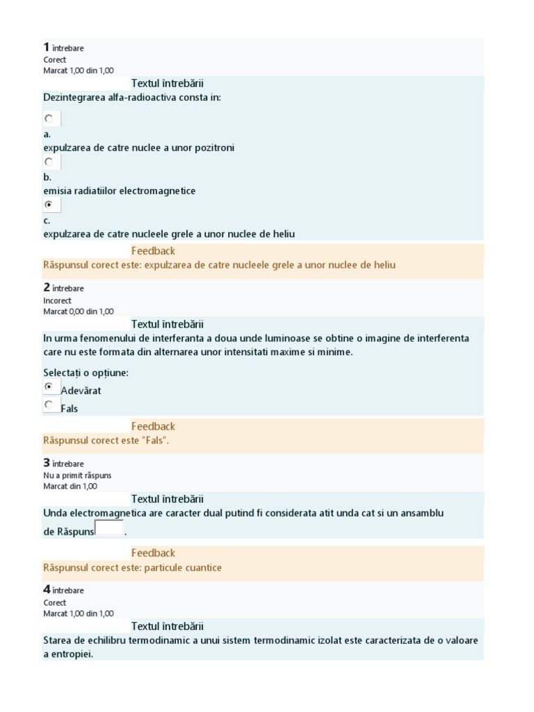 Fizica Test 2 Unitbv | PDF