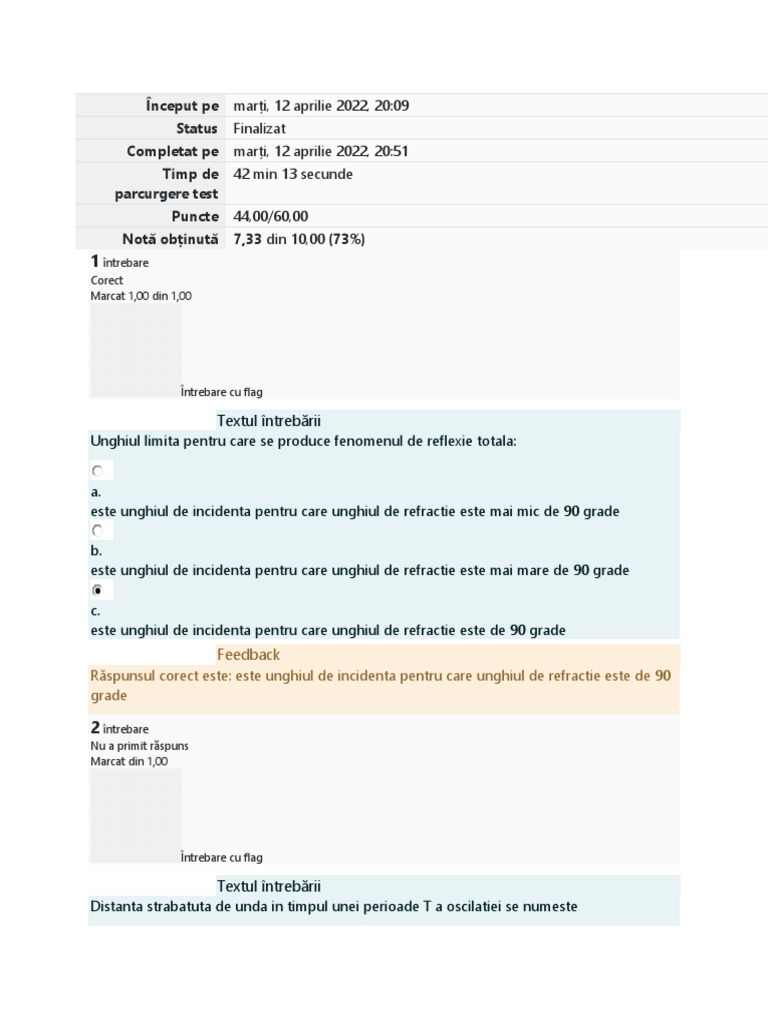 Test 1 Fizica Unitbv | PDF