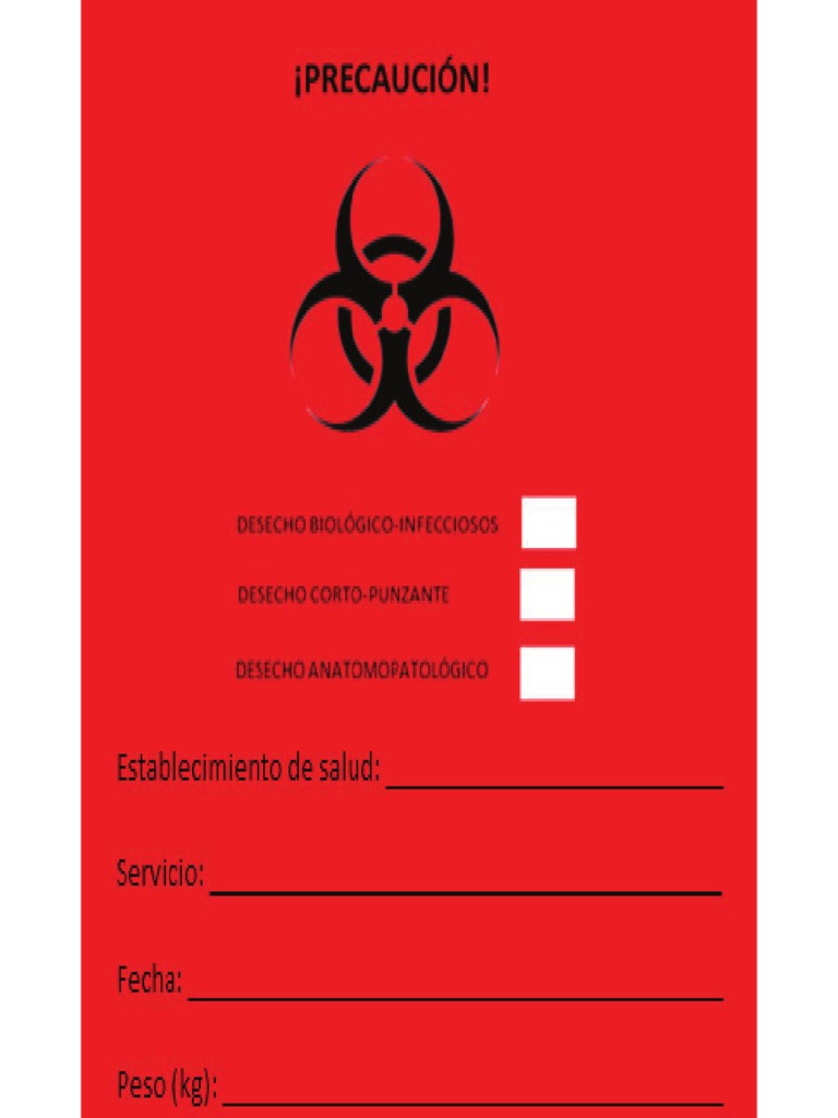 Etiqueta Desechos Biologicos Infecciosos Pdf