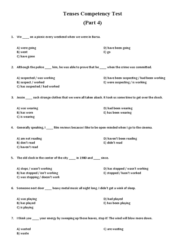 Competency Test Examples
