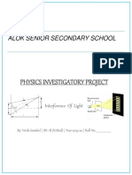 Toaz - Info Physics Investigatory Project On Interference of Light PR