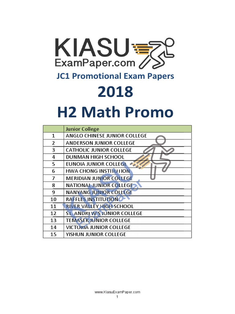 JC1 H2 Math Exam Papers 2018 | PDF | Summation | Sphere