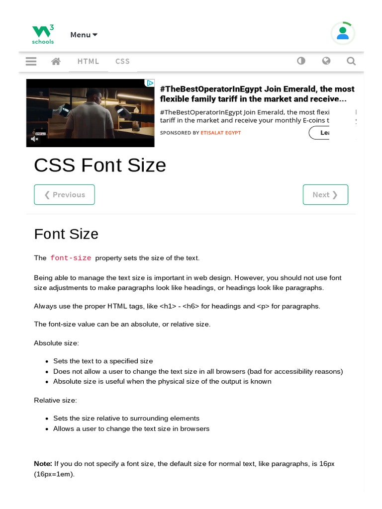 CSS Font Size | PDF | Software Engineering | Information Technology ...