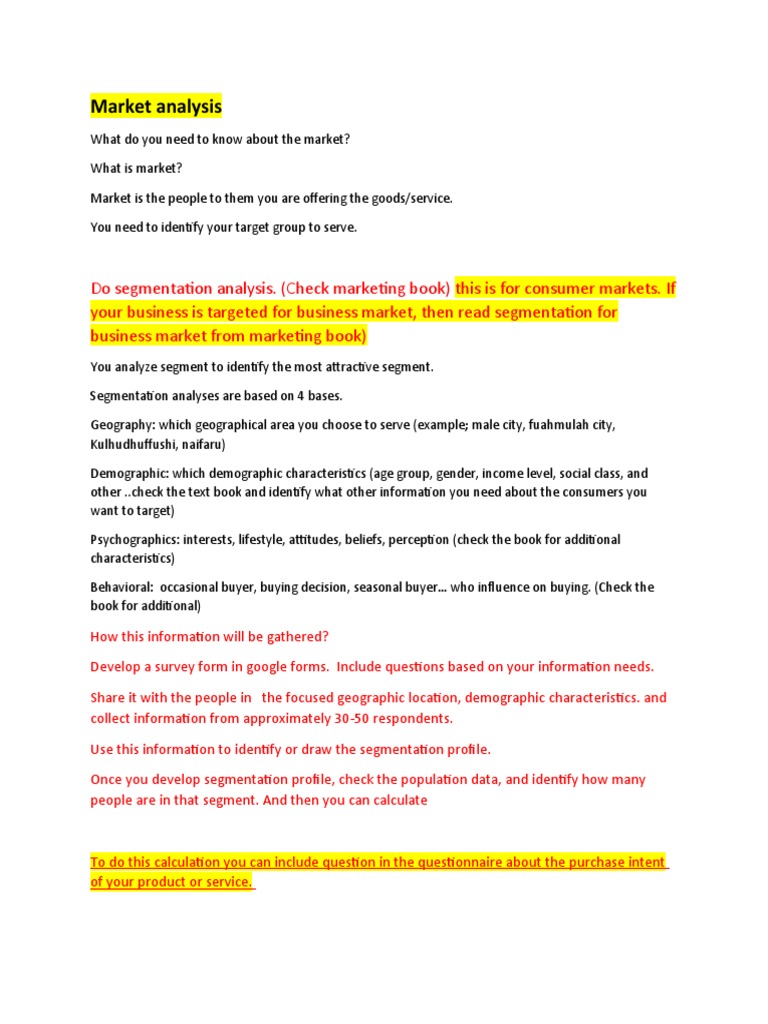 Support To Market Analysis | PDF | Market Segmentation | Marketing