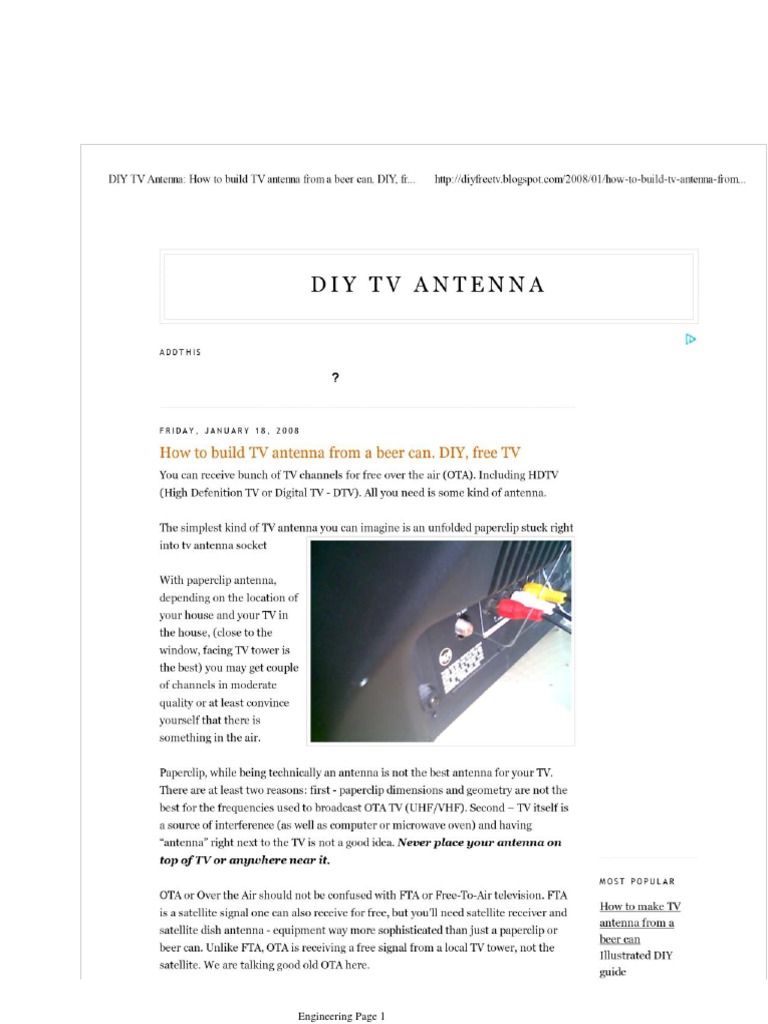 Beer Can TV Antenna PDF