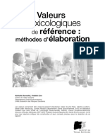 Les Valeurs Toxicologiques de Reference Methodes D Elaboration