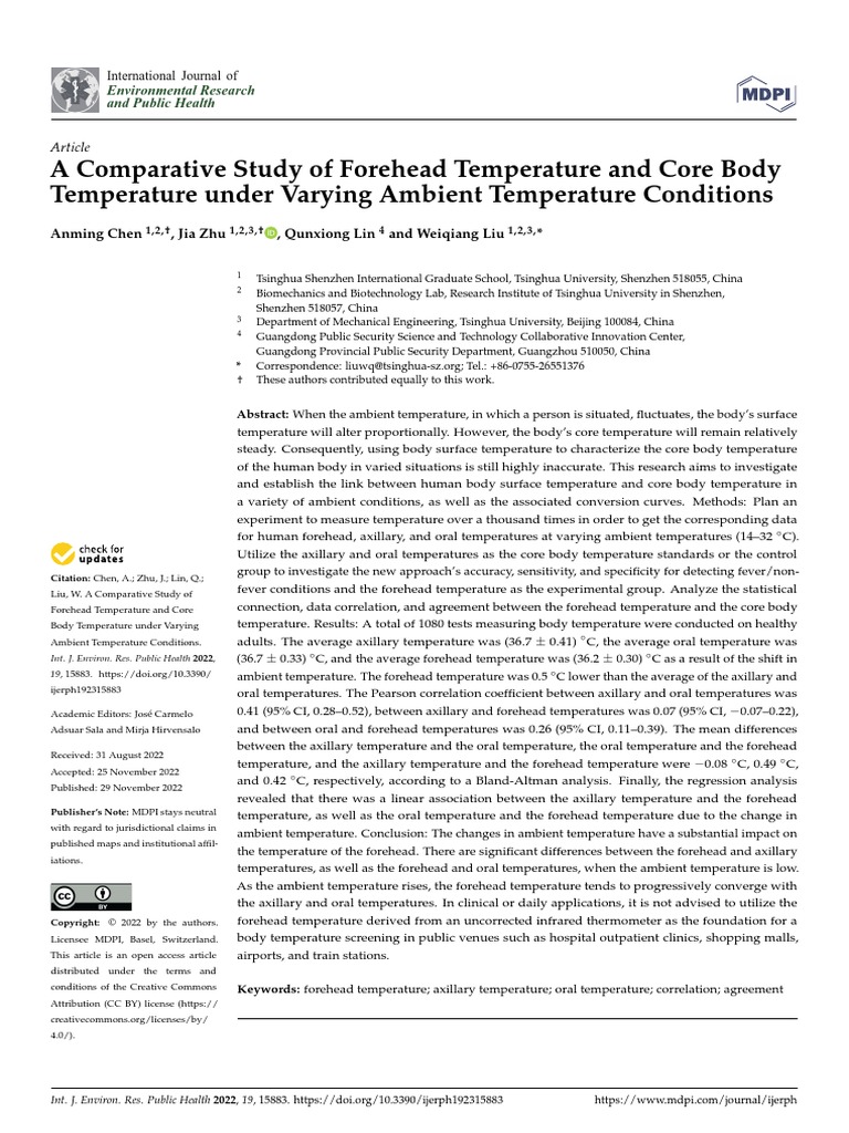 A Comparative Study of Forehead Temperature and Co | PDF | Thermometer ...