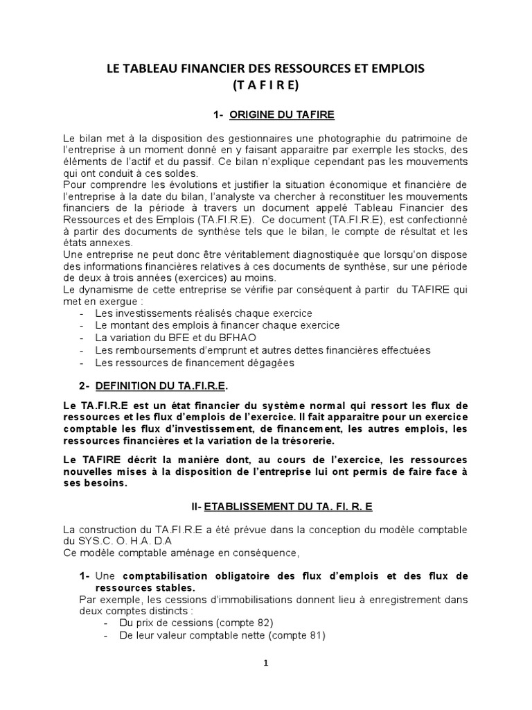 Tableau Financier des Ressources et Emplois | PDF | Revenu brut ...