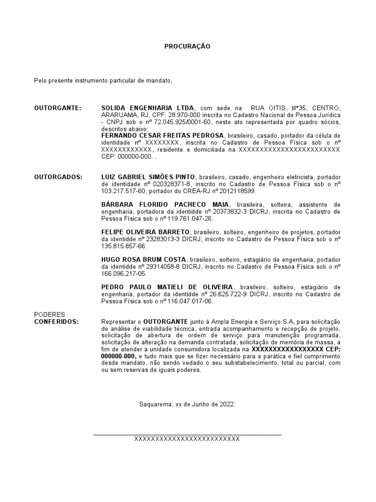Modelo De Procuracao Vroguemodelos De Procuracao In English
