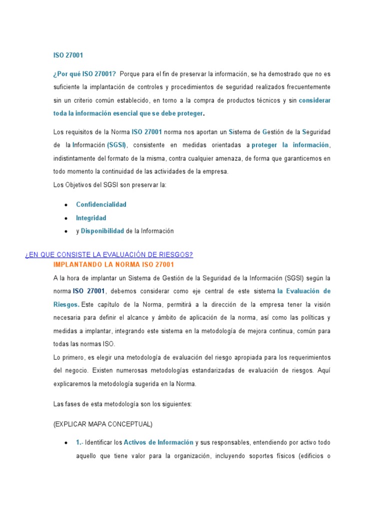 Iso 27001 | PDF | Seguridad de información | Riesgo