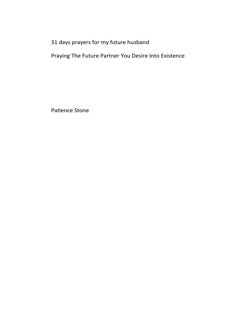 31 Days Prayers For Your Future Husband PDF Prayer God