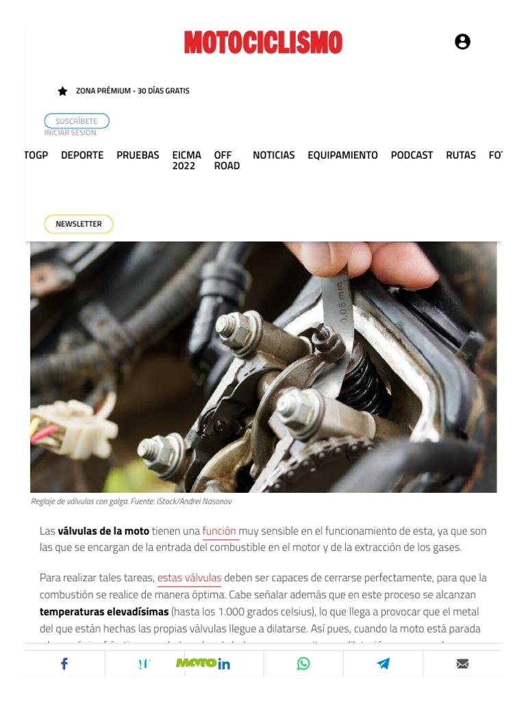¿Cuándo y Cómo Hacer El Reglaje de Las Válvulas de La Moto PDF