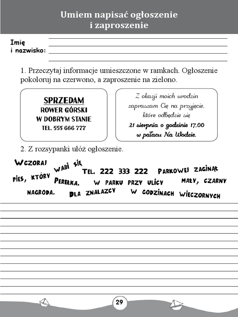 Sprawdzian Klasa 2 Edukacja Matematyczna Kartkowki Edukacja Polonistyczna I Matematyczna Klasa 2 Materialy