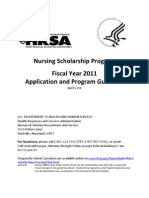 Nursing Scholarship Program Fiscal Year 2011 Application and Program Guidance