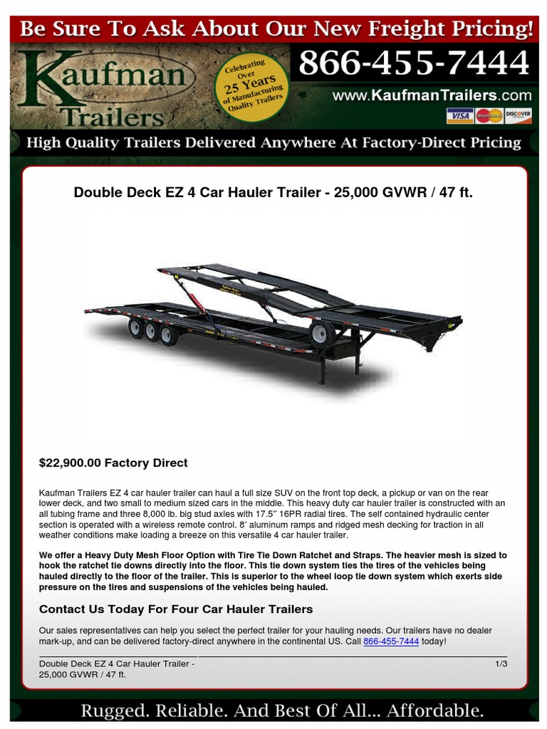 Deluxe 12000 GVWR Flatbed Utility Trailer Kaufman Trailers