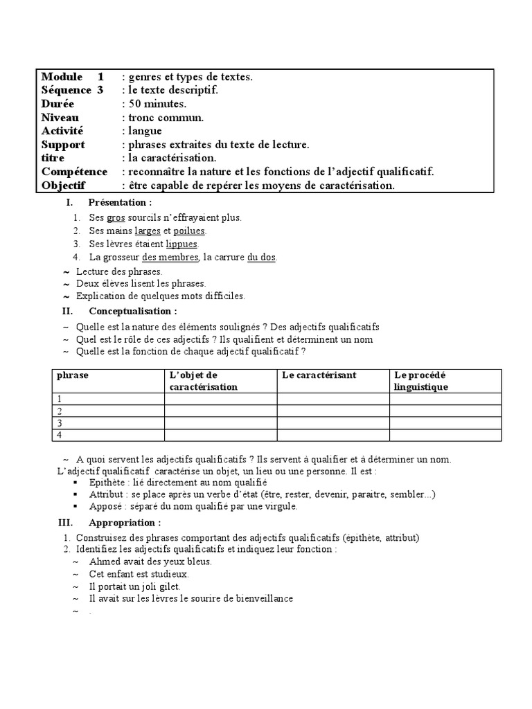 Les Moyens de Caractérisation 11 | PDF | Arts du langage et discipline