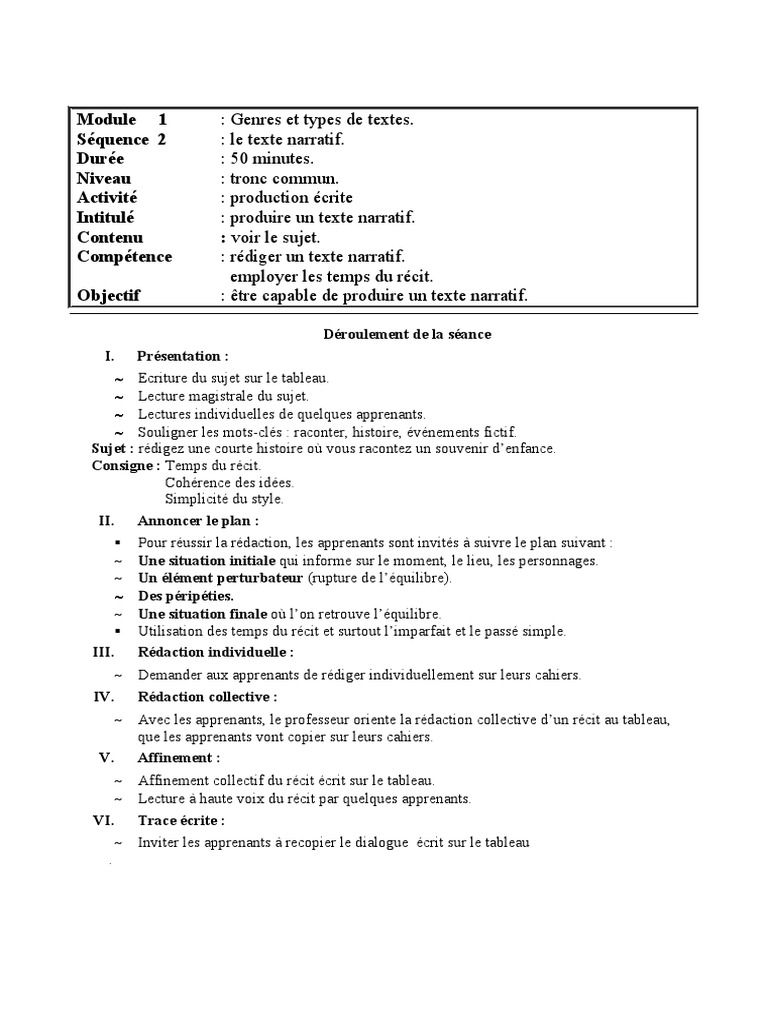 Produire un texte narratif descriptif | PDF