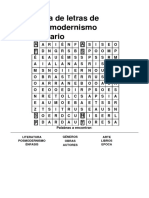 Sopa de Letras de Pos Modernismo Literario