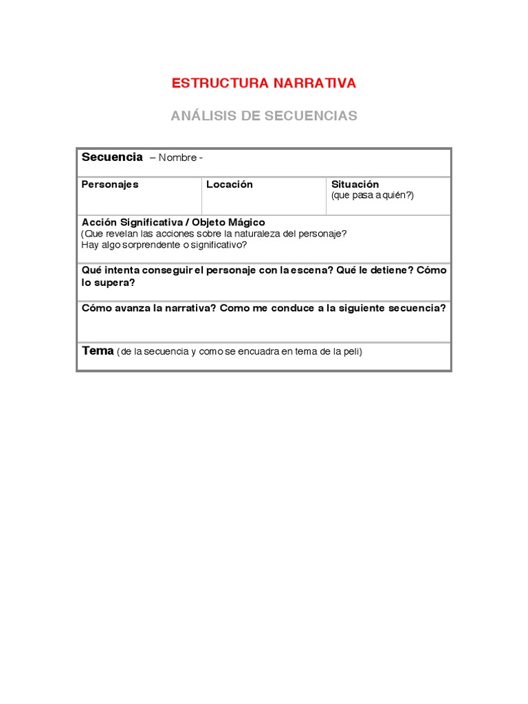 Estructura Narrativa - Analisis de Secuencias | PDF