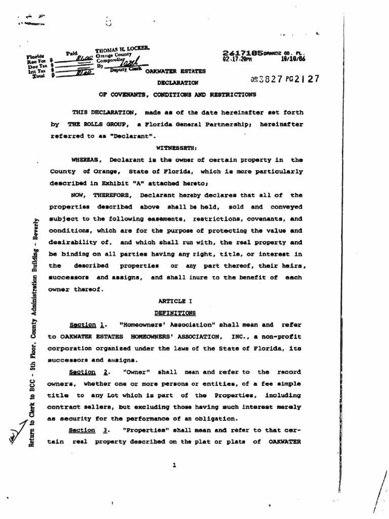 Oakwater Estates Hoa Covenants PDF Land Lot Covenant (Law)