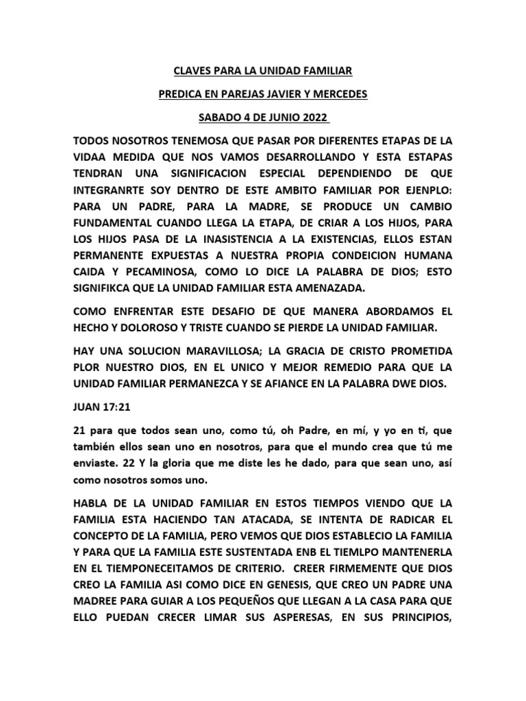 Claves para La Unidad Familiar | PDF | Amor | Cristo (título)