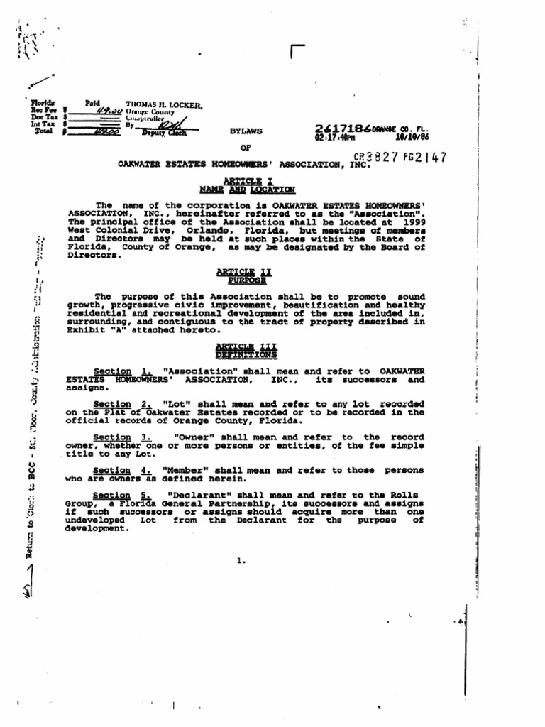 Hoa ByLaws PDF