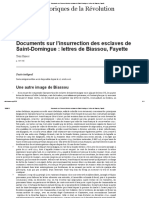 Documents Sur L'insurrection Des Esclaves de Saint-Domingue - Lettres de Biassou, Fayette