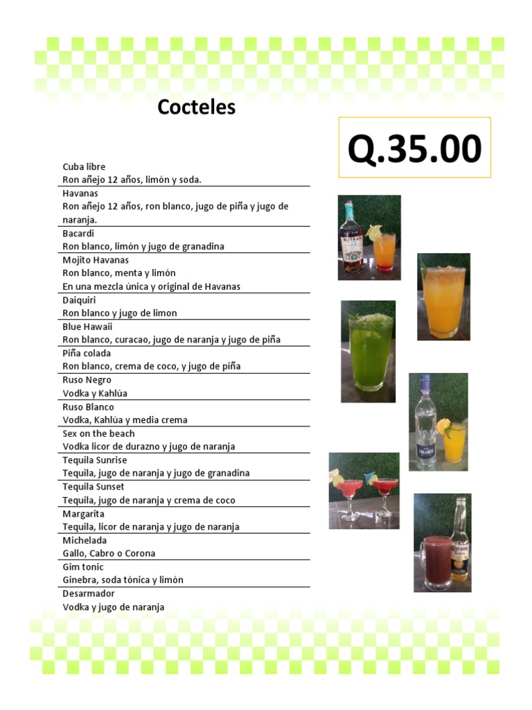 Menu De Cocteles PDF