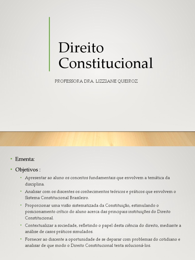 Introdução ao Direito Constitucional: Conceitos Fundamentais e ...