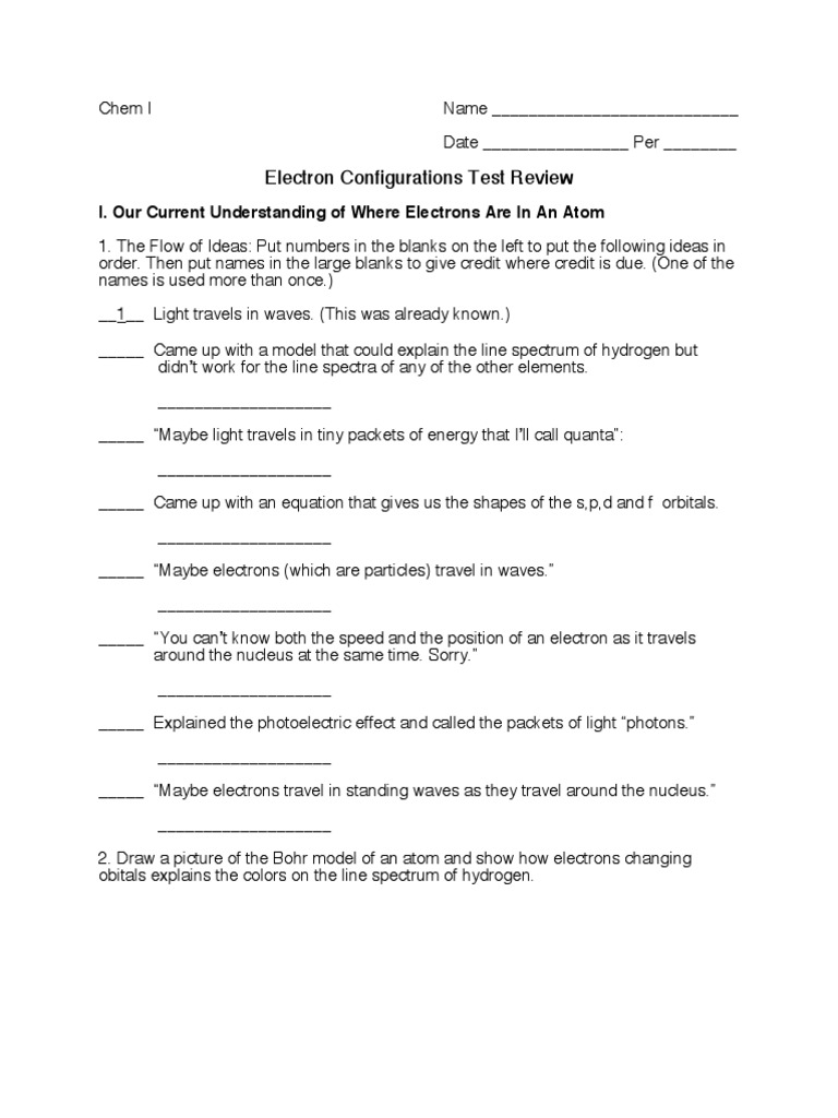 Electron Configurations Test Review | PDF | Atomic Orbital | Electron ...