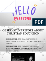 Observation Report About Christian Education