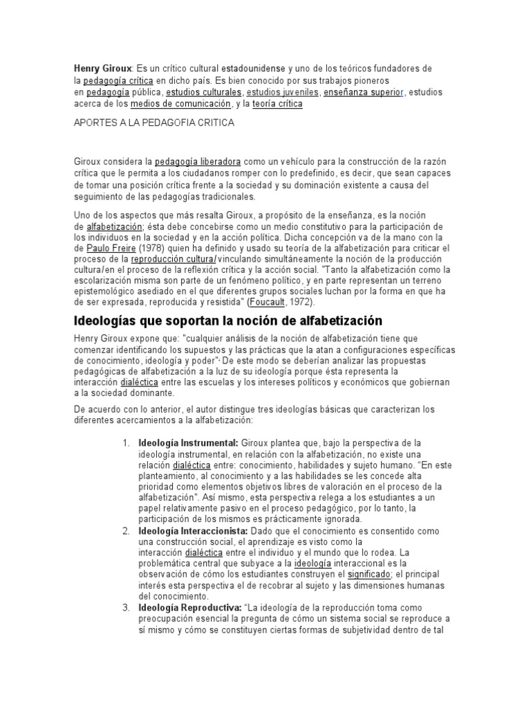 Henry Giroux PDF Cognición Movimientos filosóficos