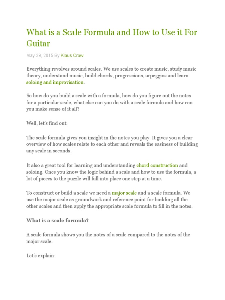 What Is A Scale Formula and How To Use It For Guitar PDF Scale