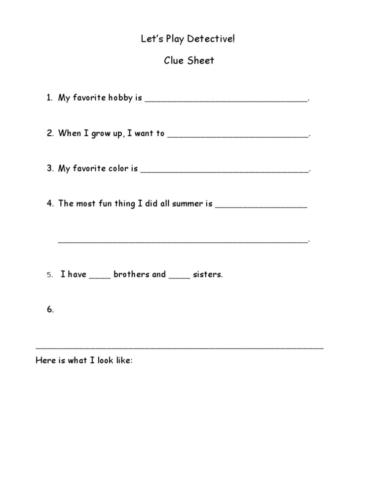 Fun Detective Clue Sheet Template | PDF | Language Arts & Discipline ...