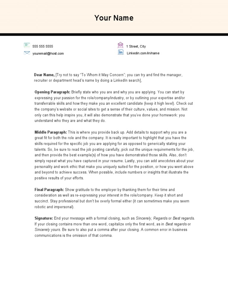 Cover Letter Template PDF