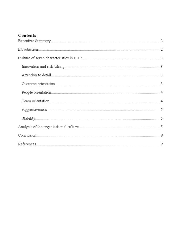 BHP's Core Values and Organizational Culture | PDF | Organizational ...