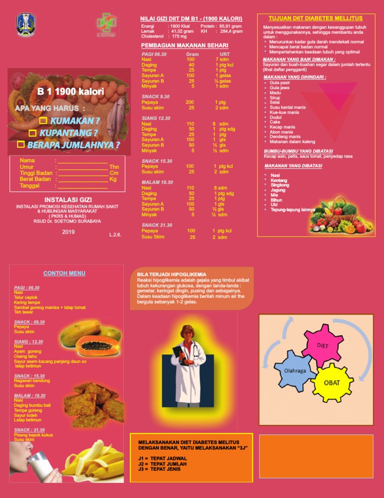 Diet Diabetes Melitus B1 1900 Kalori | PDF