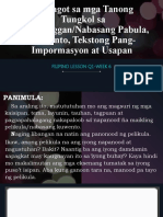 FILIPINO LESSON - Pagsagot Sa Mga Tanong Tungkol Sa Napakinggan