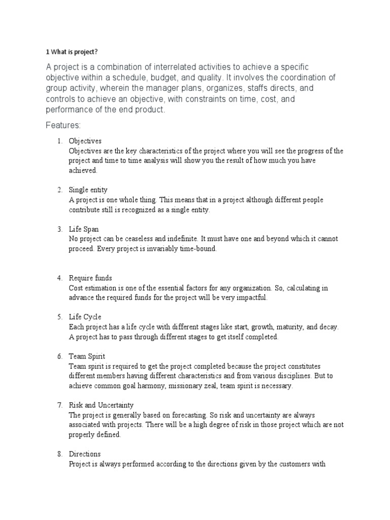 What is a project and what makes good project objectives | PDF | Goal ...