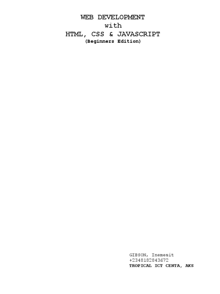 WEB DEVELOPMENT With HTML CSS and JAVASC | PDF | Html | Java Script